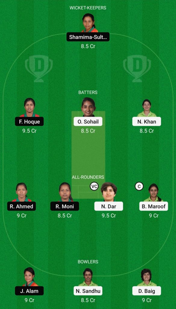 PAK-W vs BAN-W Dream11 Team Grand League