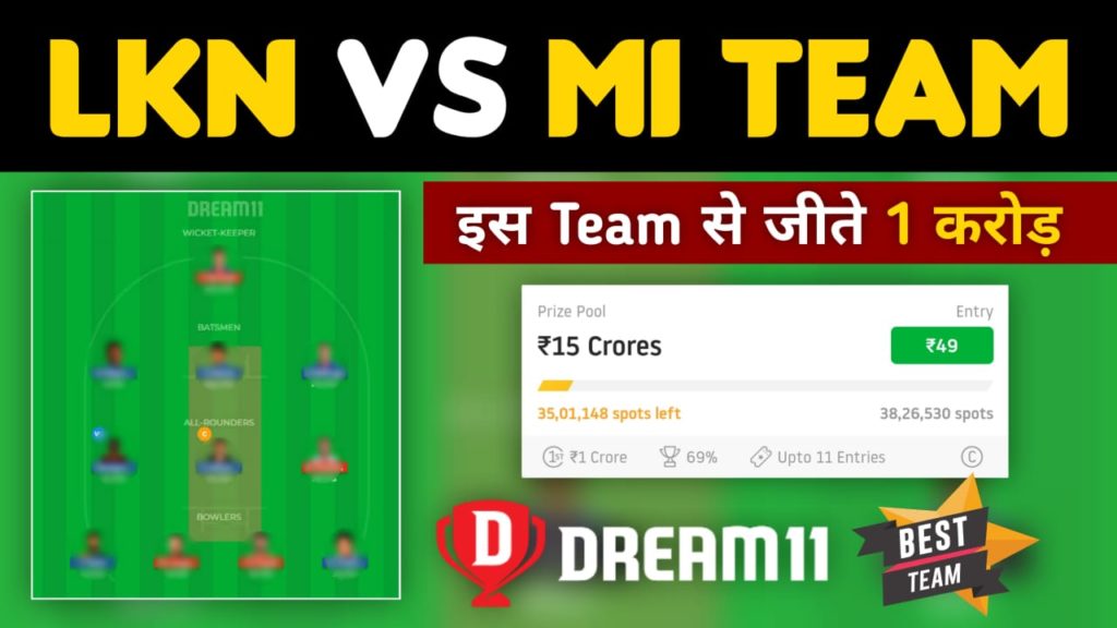 LKN vs MI Dream11 Team Prediction, Score, Stats | Lucknow vs Mumbai Eliminator Match TATA IPL 2023