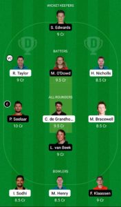 NZ vs NED Dream11 Team For Grand League