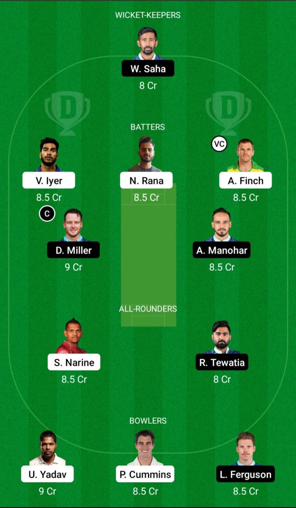 KOL vs GT Dream11 Team For Grand League