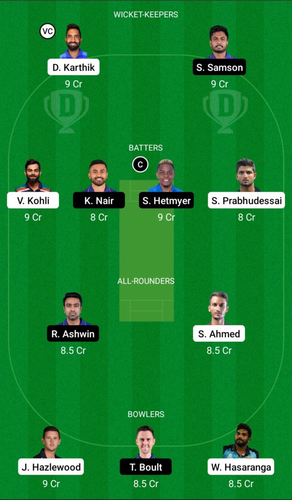 BLR vs SRH Dream11 Team For Grand League