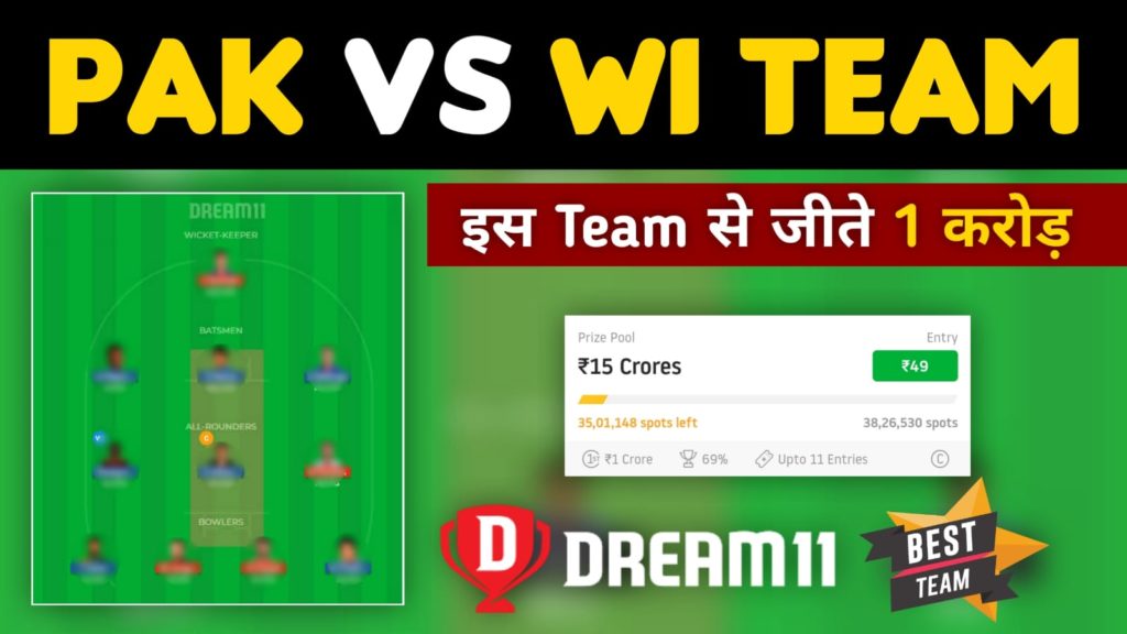 PAK vs WI Dream11 Team Prediction 1st ODI Match 2022 (100% Winning Team)