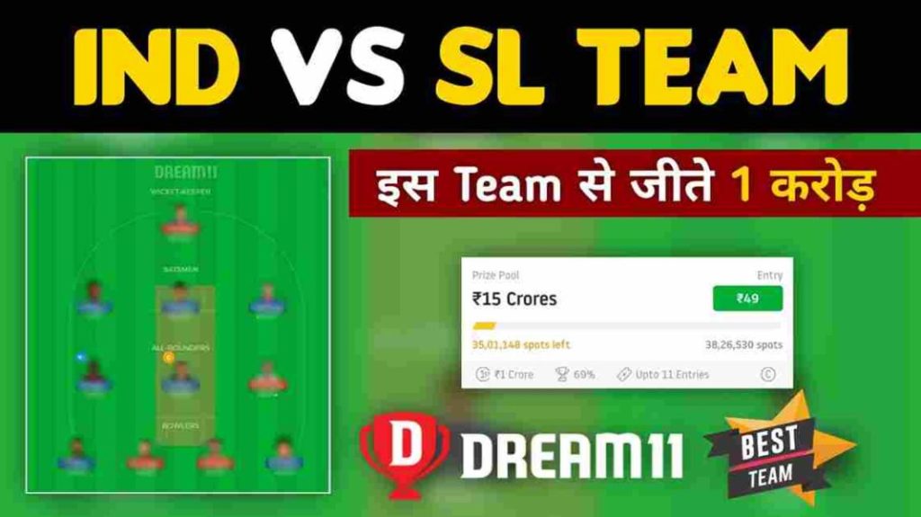 IND vs SL Dream11 Team Prediction 3rd T20 2023 (100% Winning Team)
