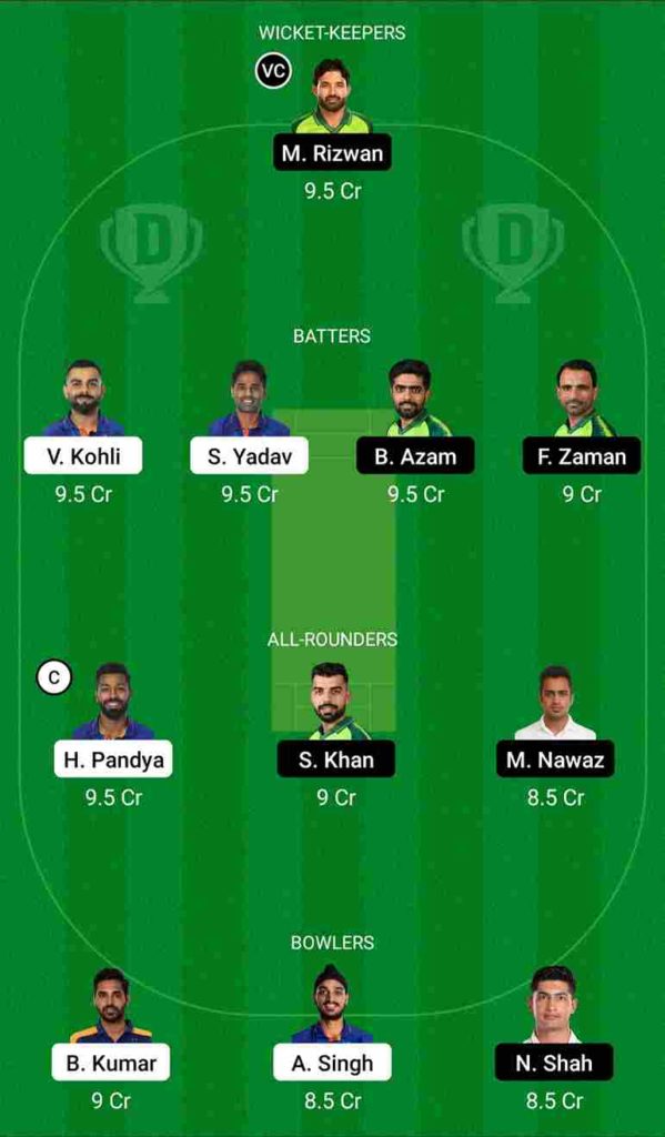 IND vs PAK Dream11 Team For Small League