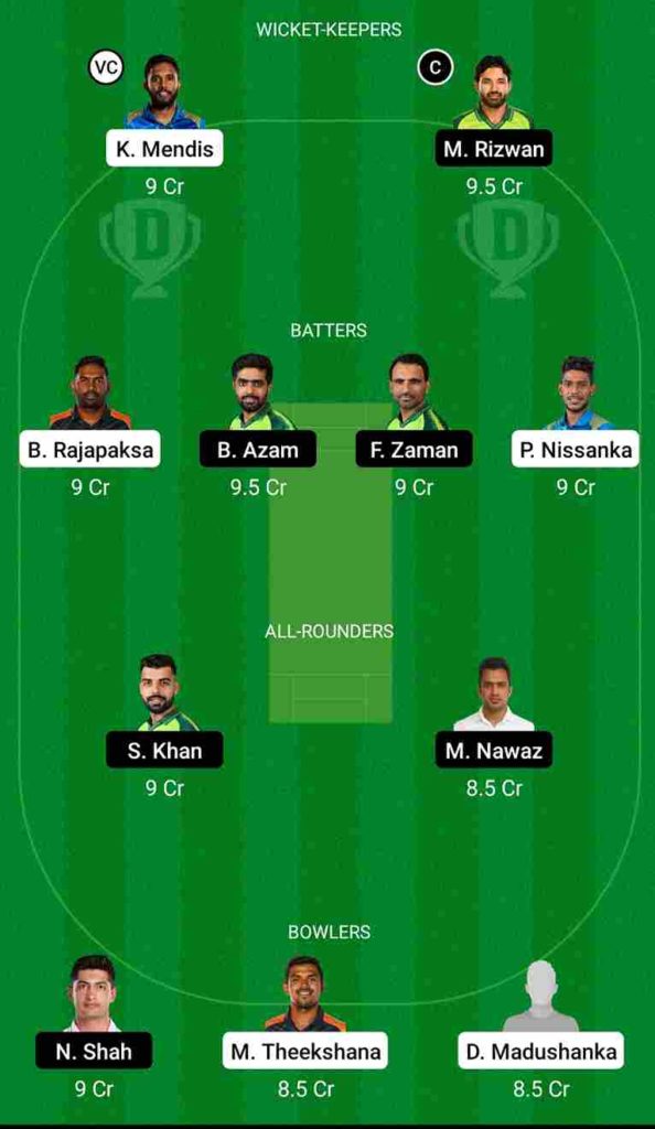 SL vs PAK Dream11 Team For Small League