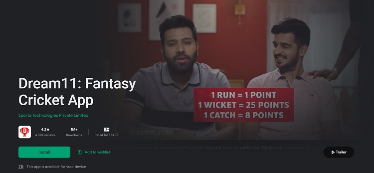 dream11 playstore link