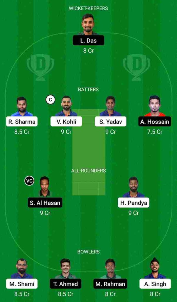 IND vs BAN Dream11 Team For Small League