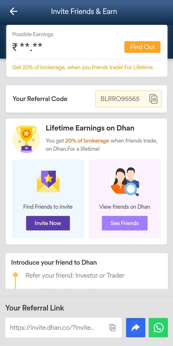 Dhan app referral code indian hot deal