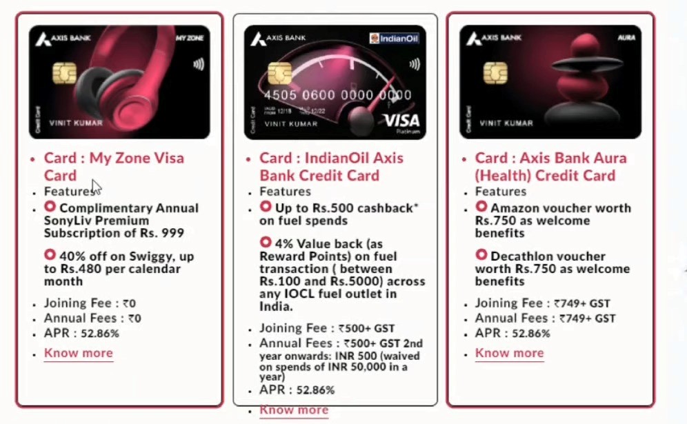 axis my zone credit card benefits