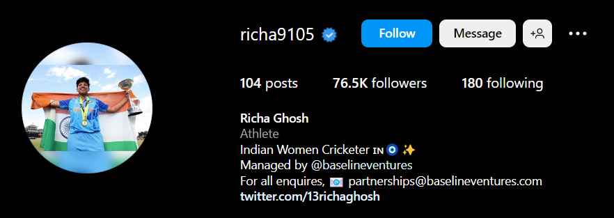 Richa Ghosh Biography