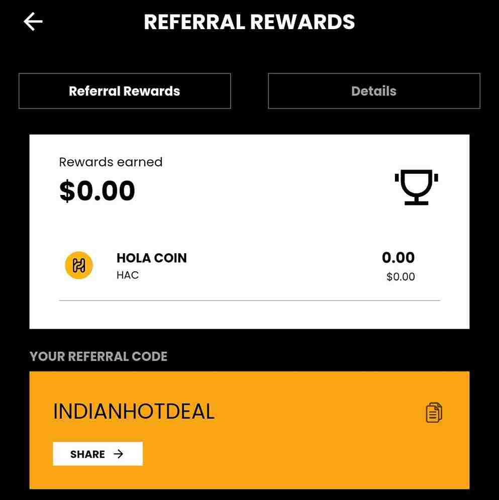 hola wallet app Refer And Earn