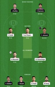 RCB vs RR Dream11 Team Small League