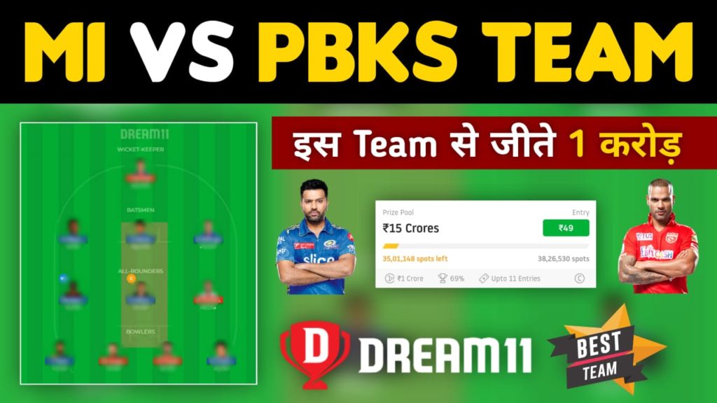 MI vs PBKS Dream11 Team Prediction, Score, Stats | Mumbai vs Punjab 31st Match TATA IPL 2023