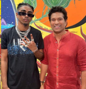 Sachin Tendulkar with Rapper MC Stan
