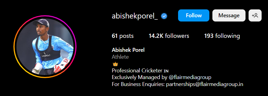 Abishek Porel Biography