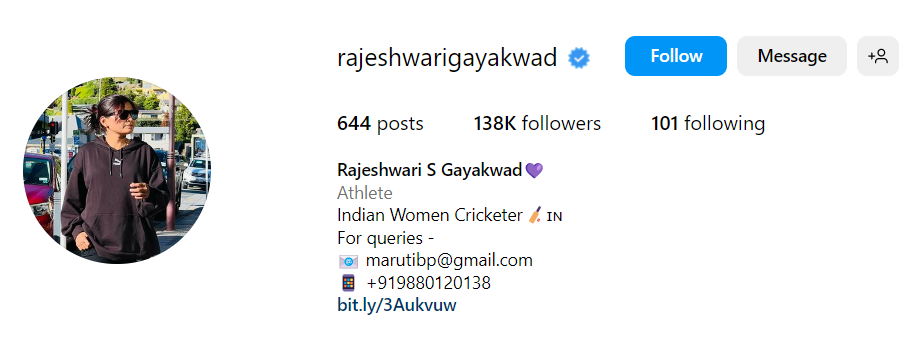 Rajeshwari Gayakwad instagram