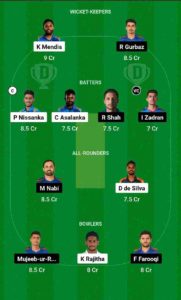 SL vs AFG Dream11 Team For Small League