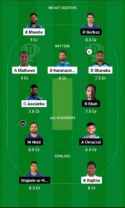 SL vs AFG Dream11 Team For Grand League