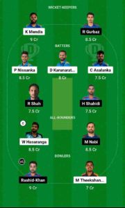 SL vs AFG Dream11 Team For Small League