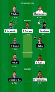 SL vs AFG Dream11 Team For Grand League