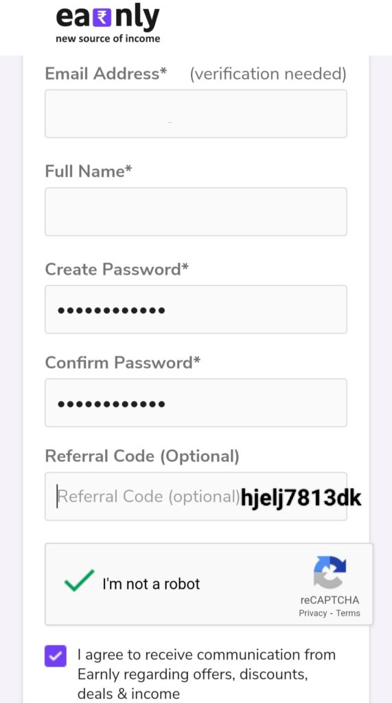Earnly Referral Code 