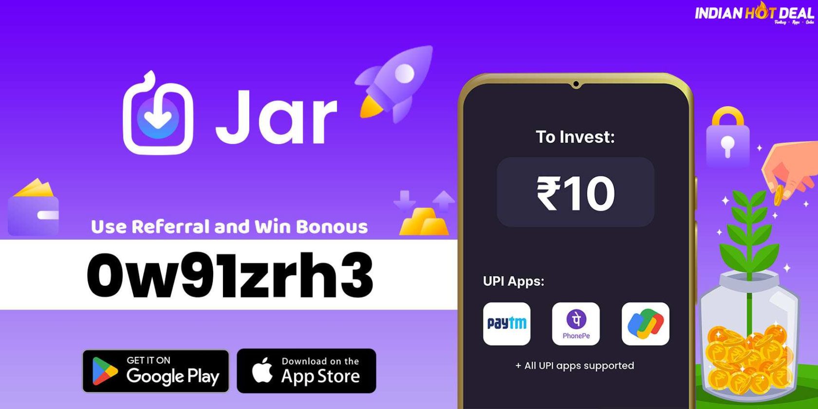 Jar App Referral Code 2024 Signup Get Upto ₹500 FREE Gold