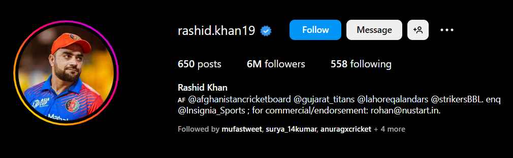 Rashid Khan Instagram