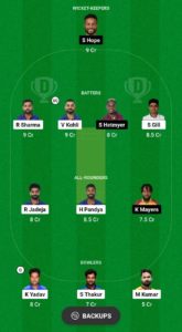 IND vs WI Dream11 Team Grand League