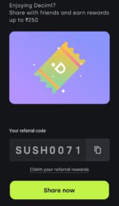 Deciml App Referral Code