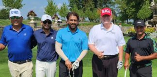 Donald Trump & MS Dhoni at a golf game.
