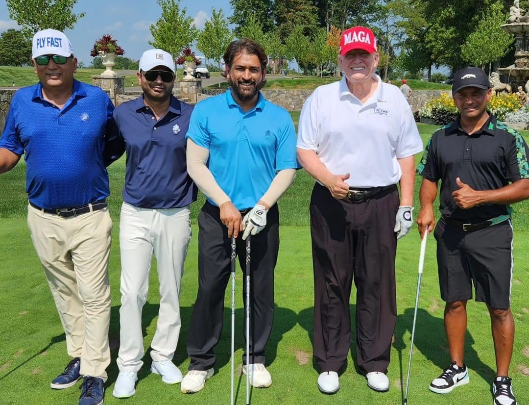 Donald Trump & MS Dhoni at a golf game.