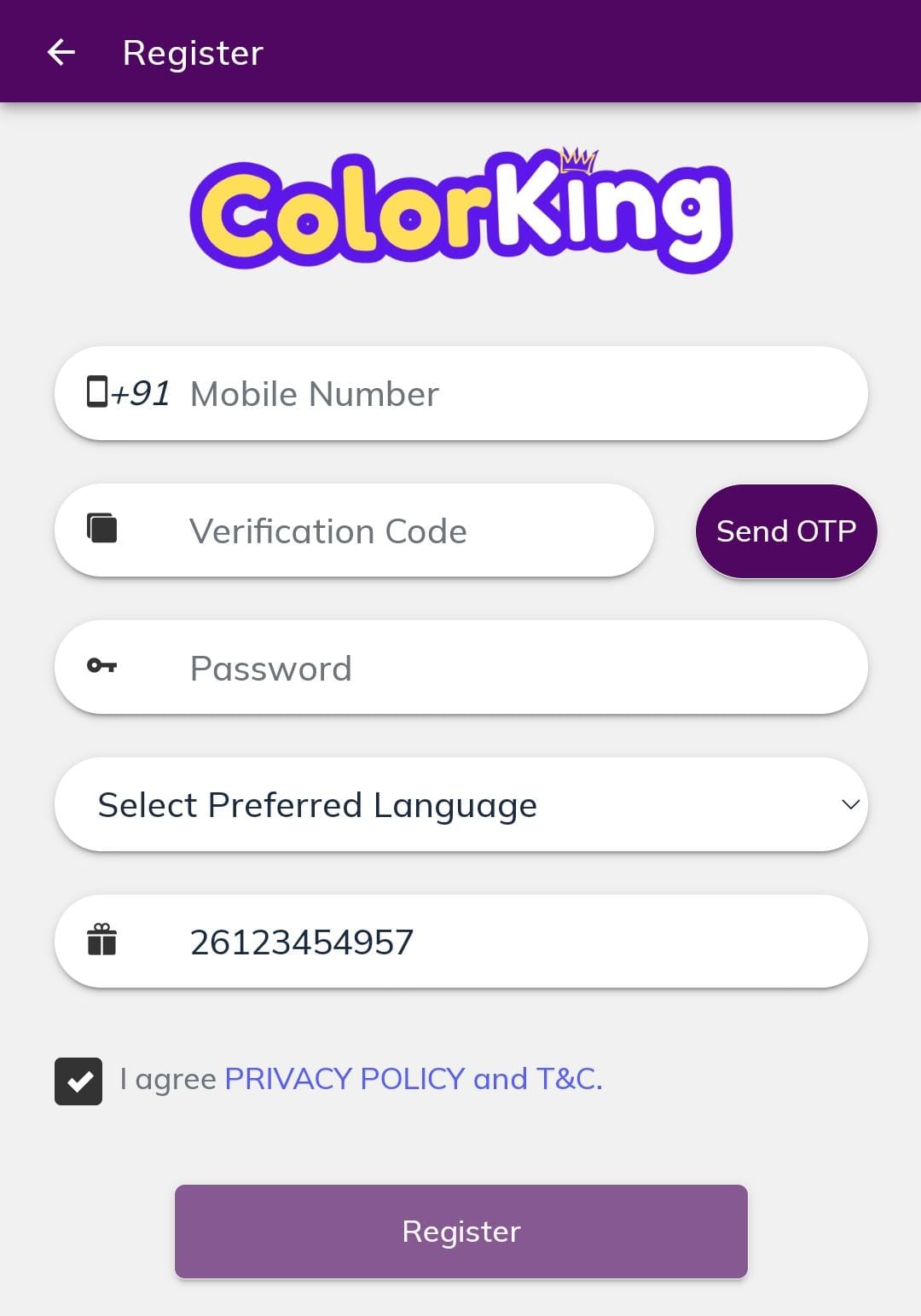 ColorKing Recommendation Code
