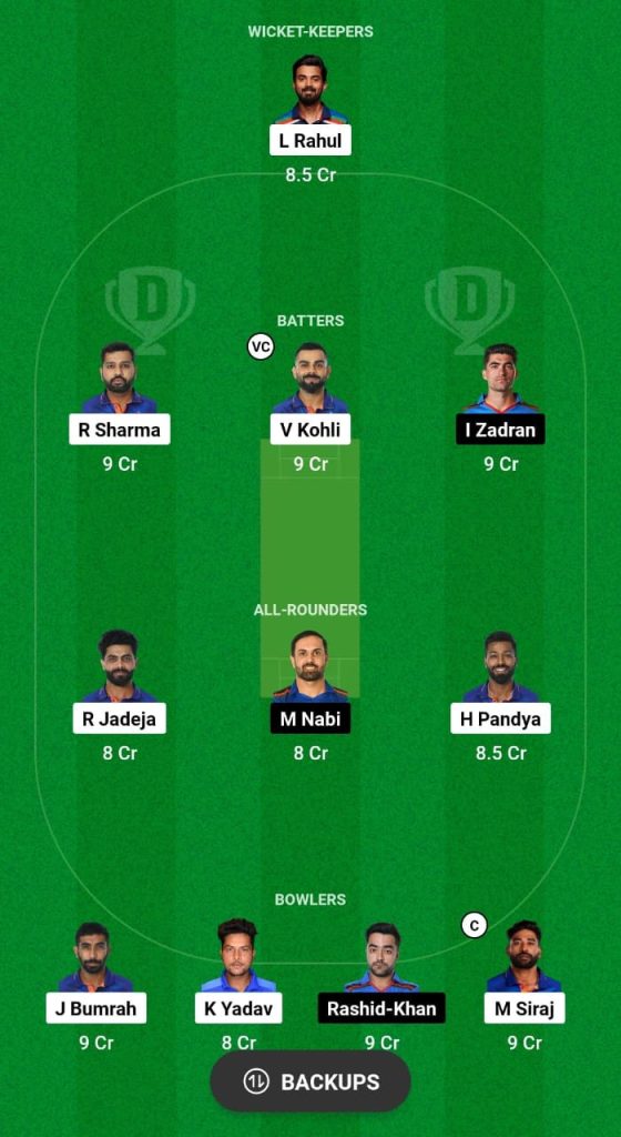 IND vs AFG Dream11 Team For Small League