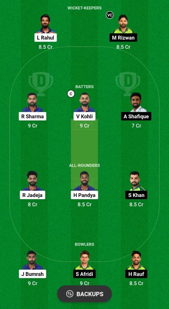 IND vs PAK Dream11 Team For Small League
