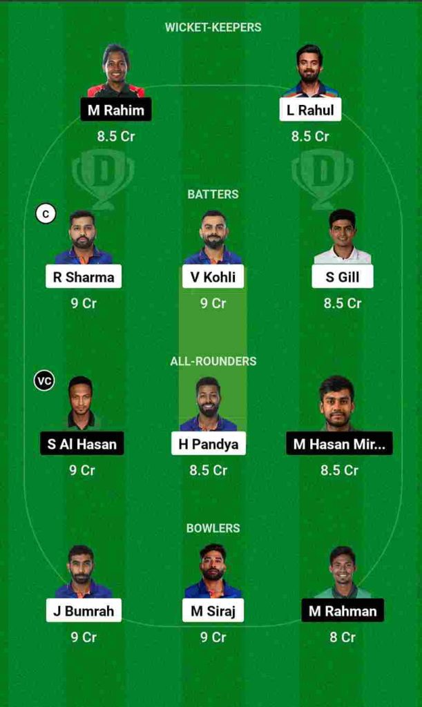 BAN vs IND Dream11 Team For Small League