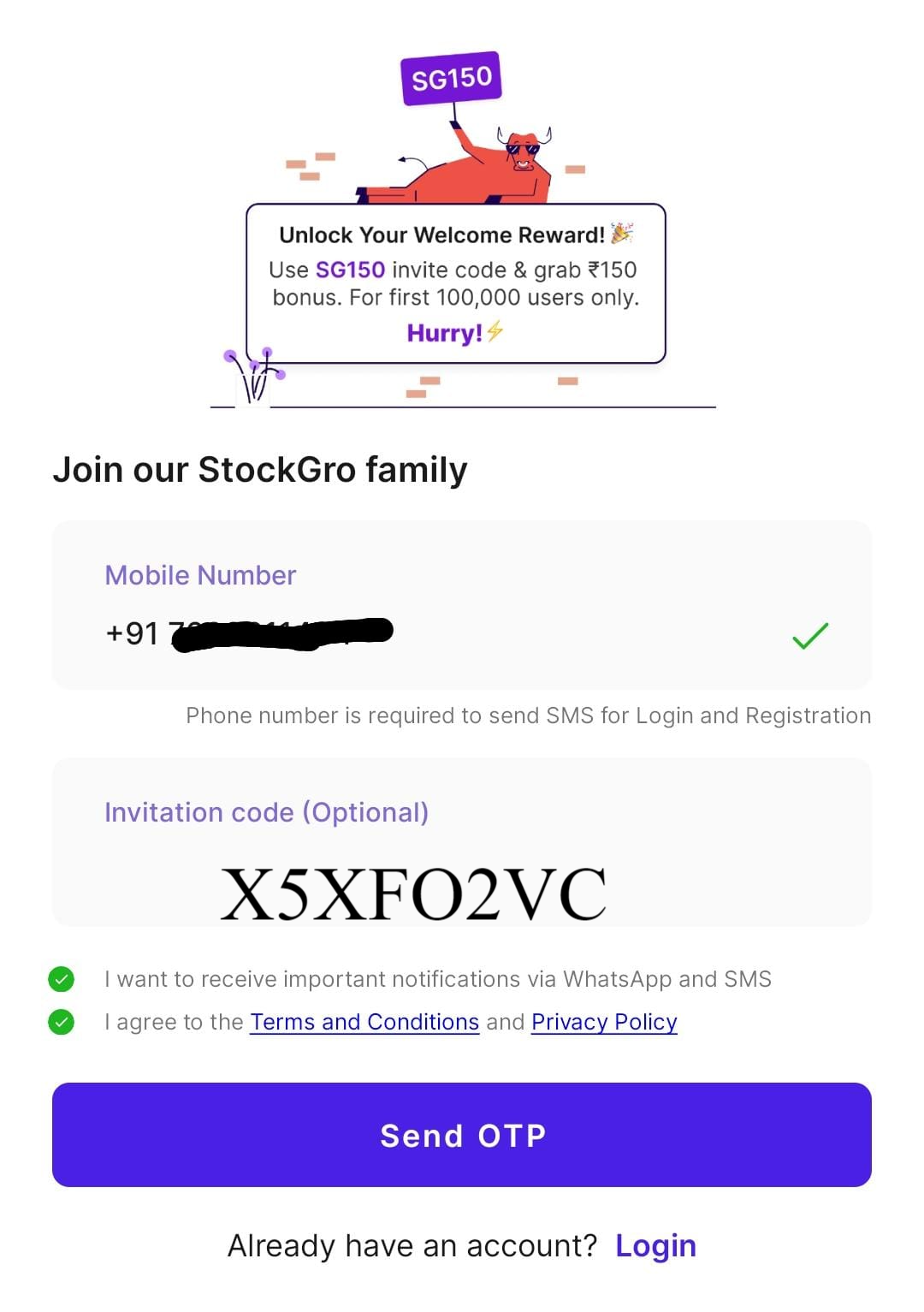 StockGro Referral Code