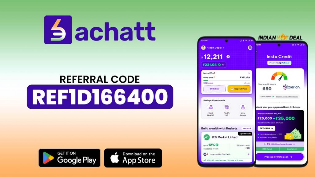 Bachatt Referral Code B938514420A signup bonus screen with referral code entry